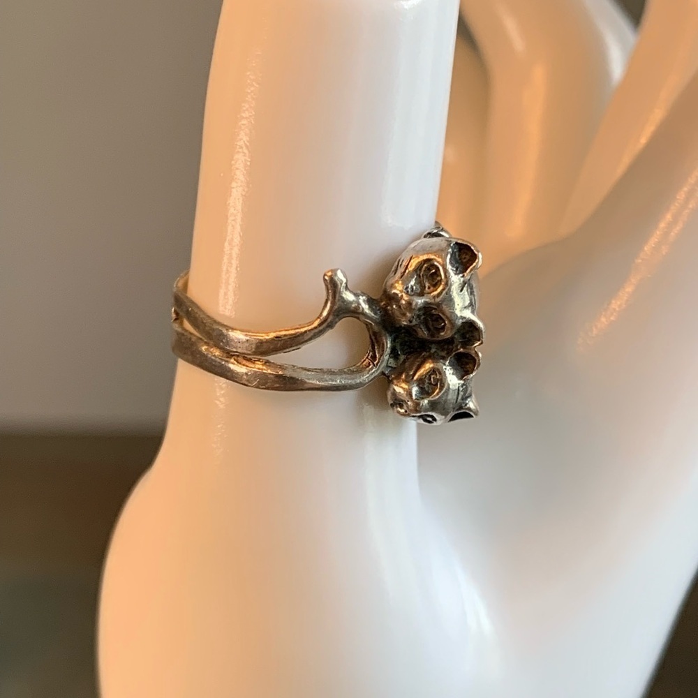 Sterling Silver Ring Pair Cats Stamped 925 Vintage Size 6.5 Cat Lover